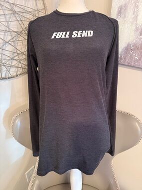 Full Send Women's Long-Sleeve Crewneck Top - Charcoal